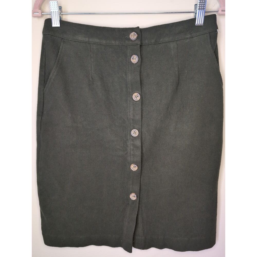 Skies are blue corduroy button down med knee pencil skirt